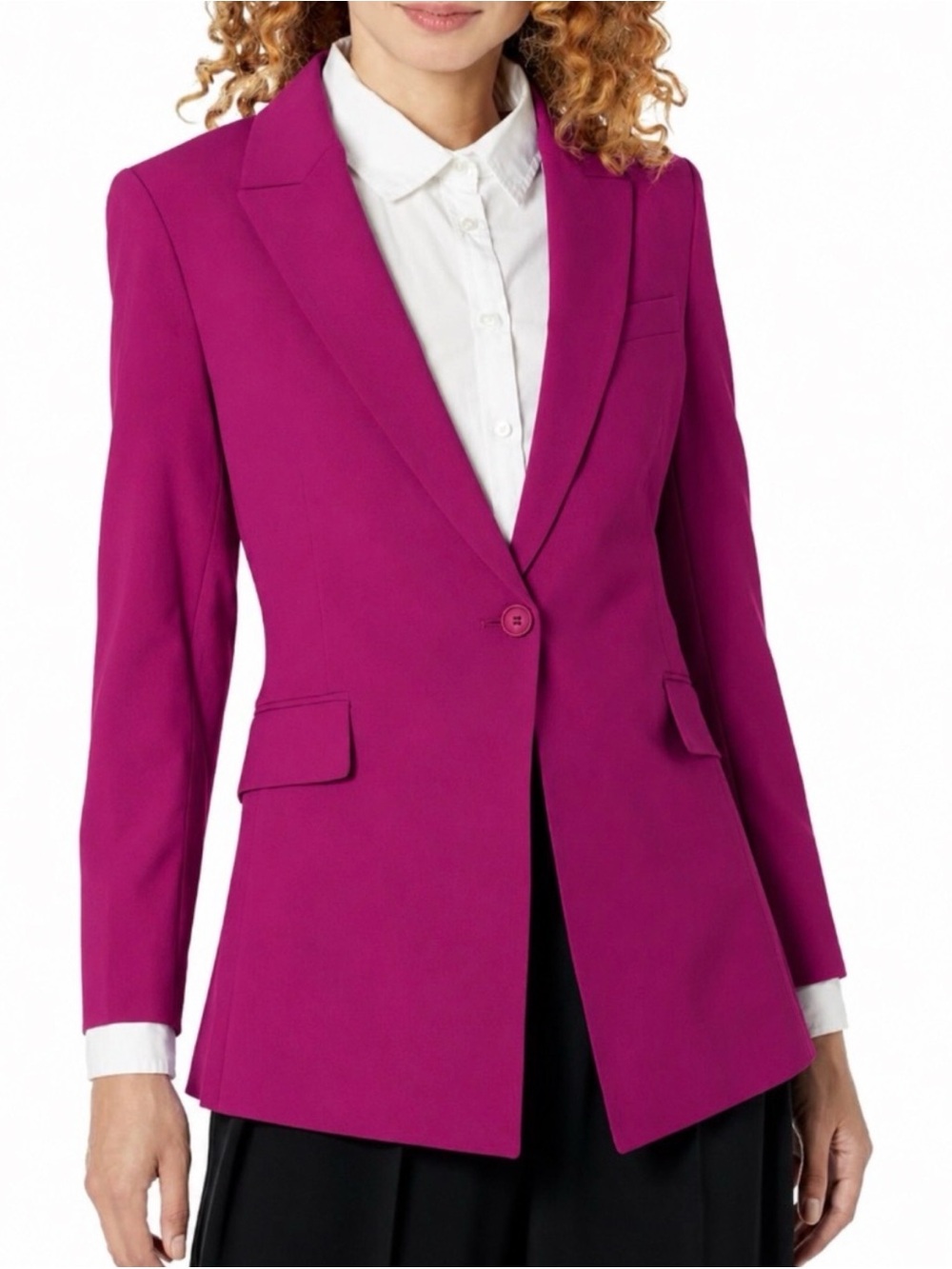 Theory Etiennette Blazer in Good Wool in a vibrant magenta